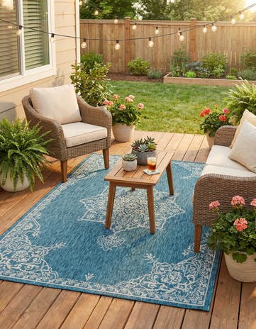 6' x 9' Easy-Clean Traditional Indoor / Outdoor Rug