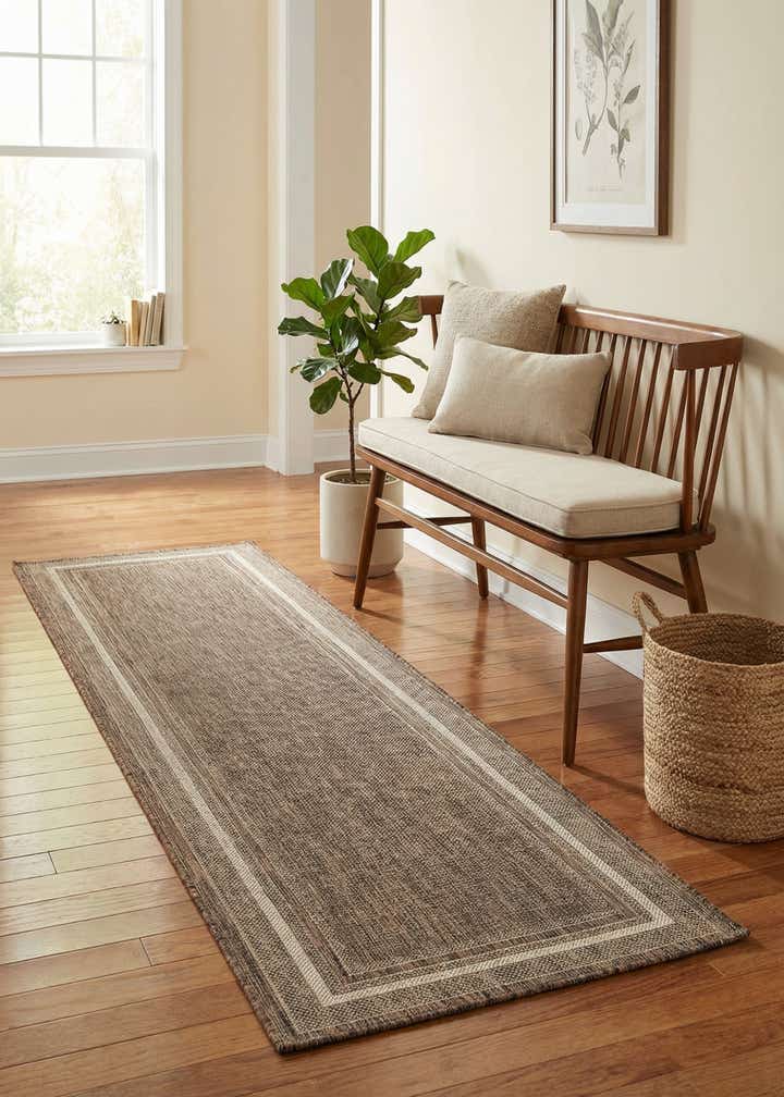 2' 7 x 10' Easy-Clean Border Indoor / Outdoor Runner Rug