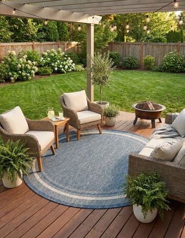 10' x 10' Easy-Clean Border Indoor / Outdoor Round Rug