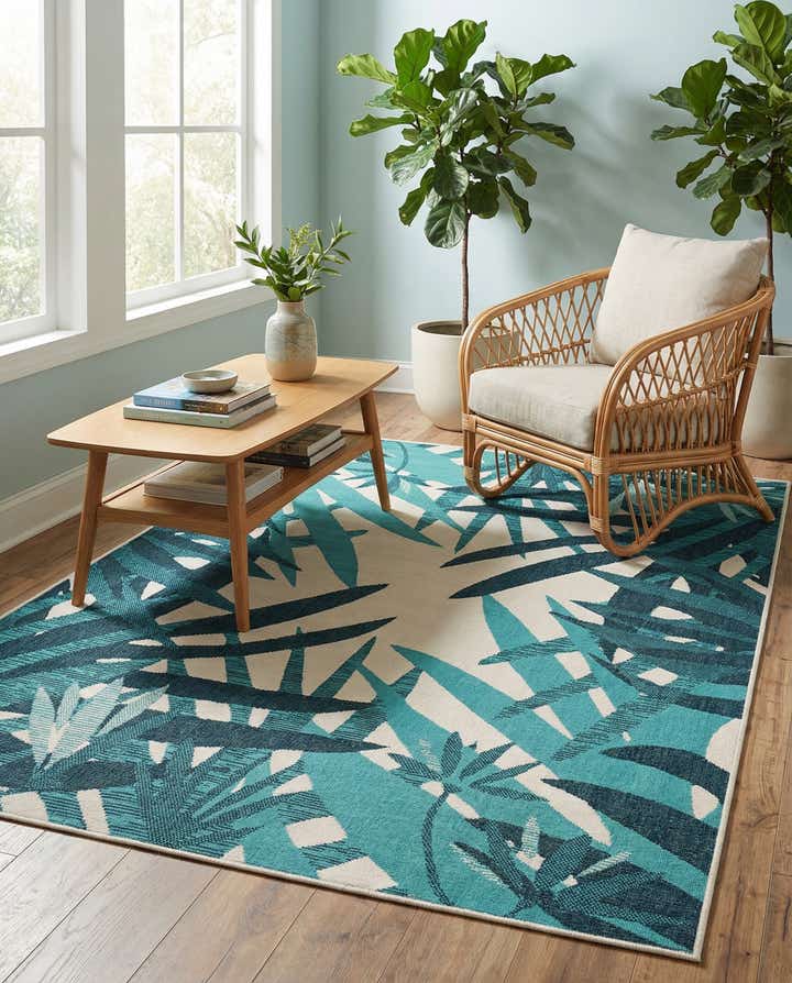 5' x 8' Easy-Clean Botanical Indoor / Outdoor Rug