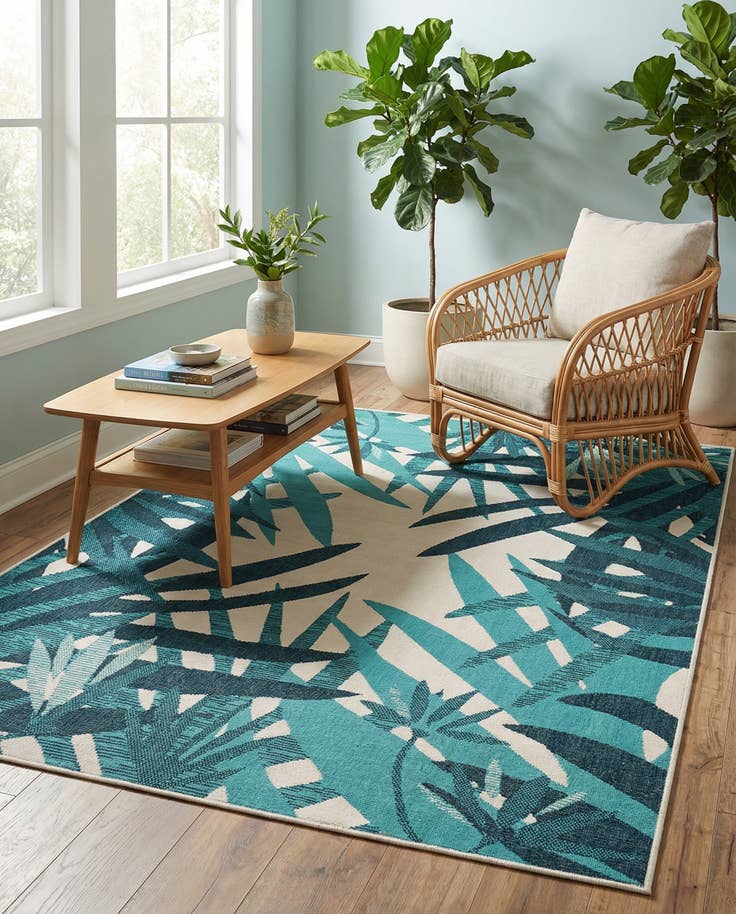 Detail image of 5' x 8' Easy-Clean Botanical Indoor / Outdoor Rug