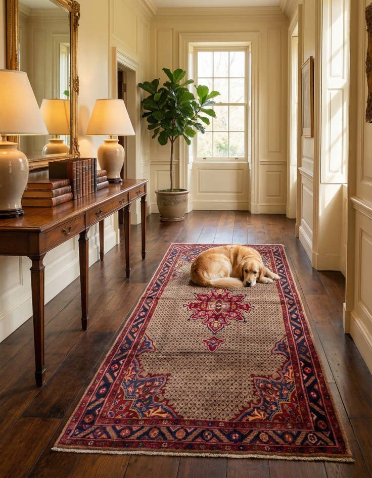 Detail image of 5' 3 x 10' 7  Hand Knotted Songhor Persian Wool Runner Rug