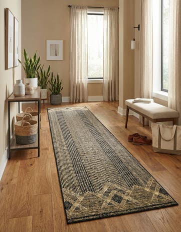 Charcoal Easy-Clean Modern Indoor / Outdoor Runner Rug