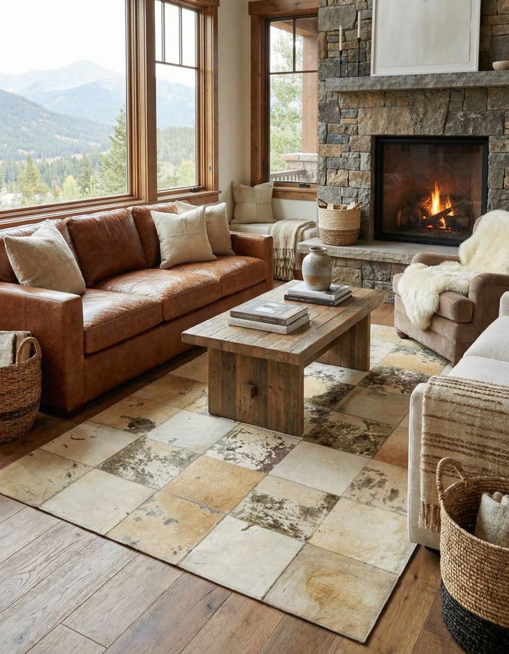 Detail image of 5' x 8' Cowhide Leather Rug