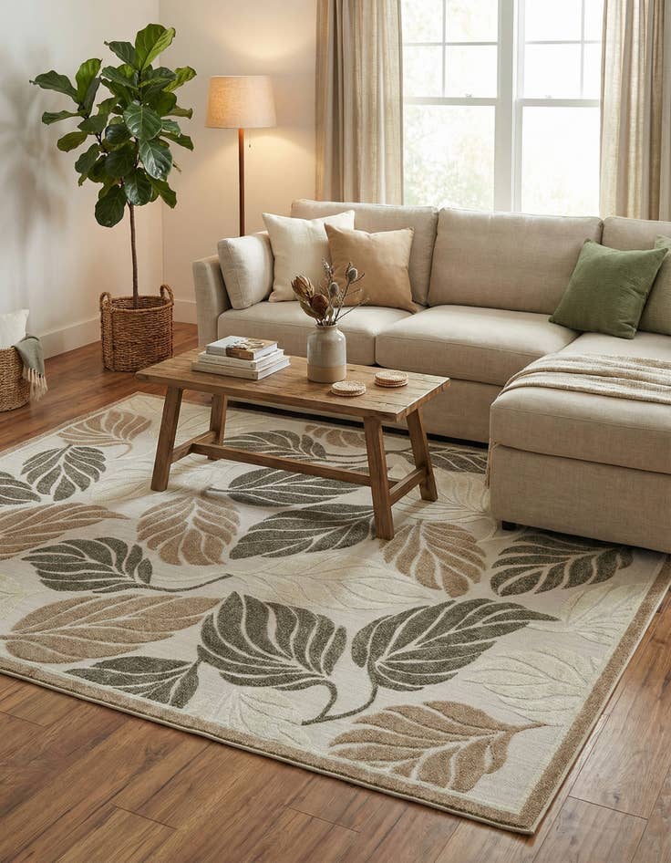 Detail image of 8' x 10'  Washable Botanical Indoor / Outdoor Rug