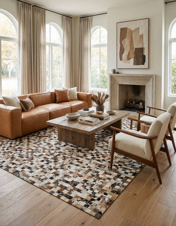 Detail image of 4' 11 x 8' Cowhide - Patchwork Rug