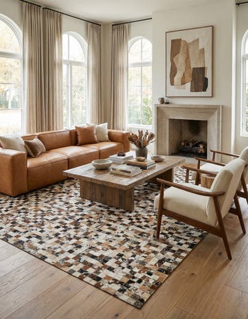4' 11 x 8' Cowhide - Patchwork Rug