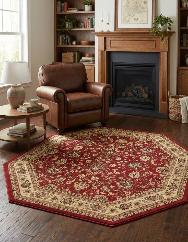 Detail image of 7' 10 x 7' 10 Kashan Design Octagon Rug