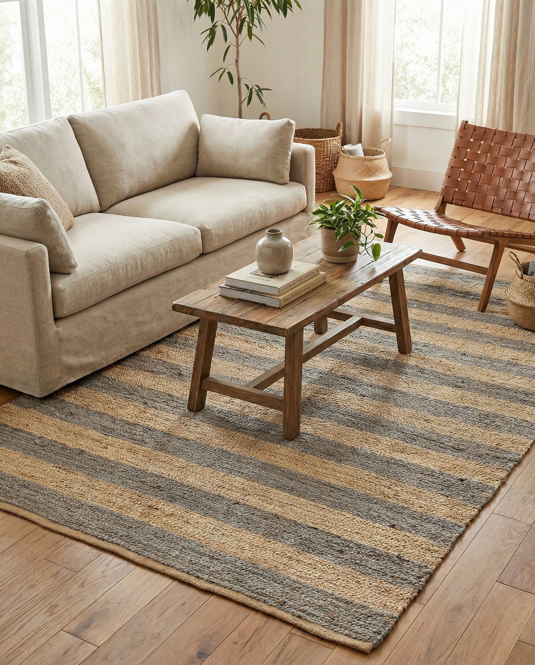  5' 1 x 8'  Hand Braided Jute Rug