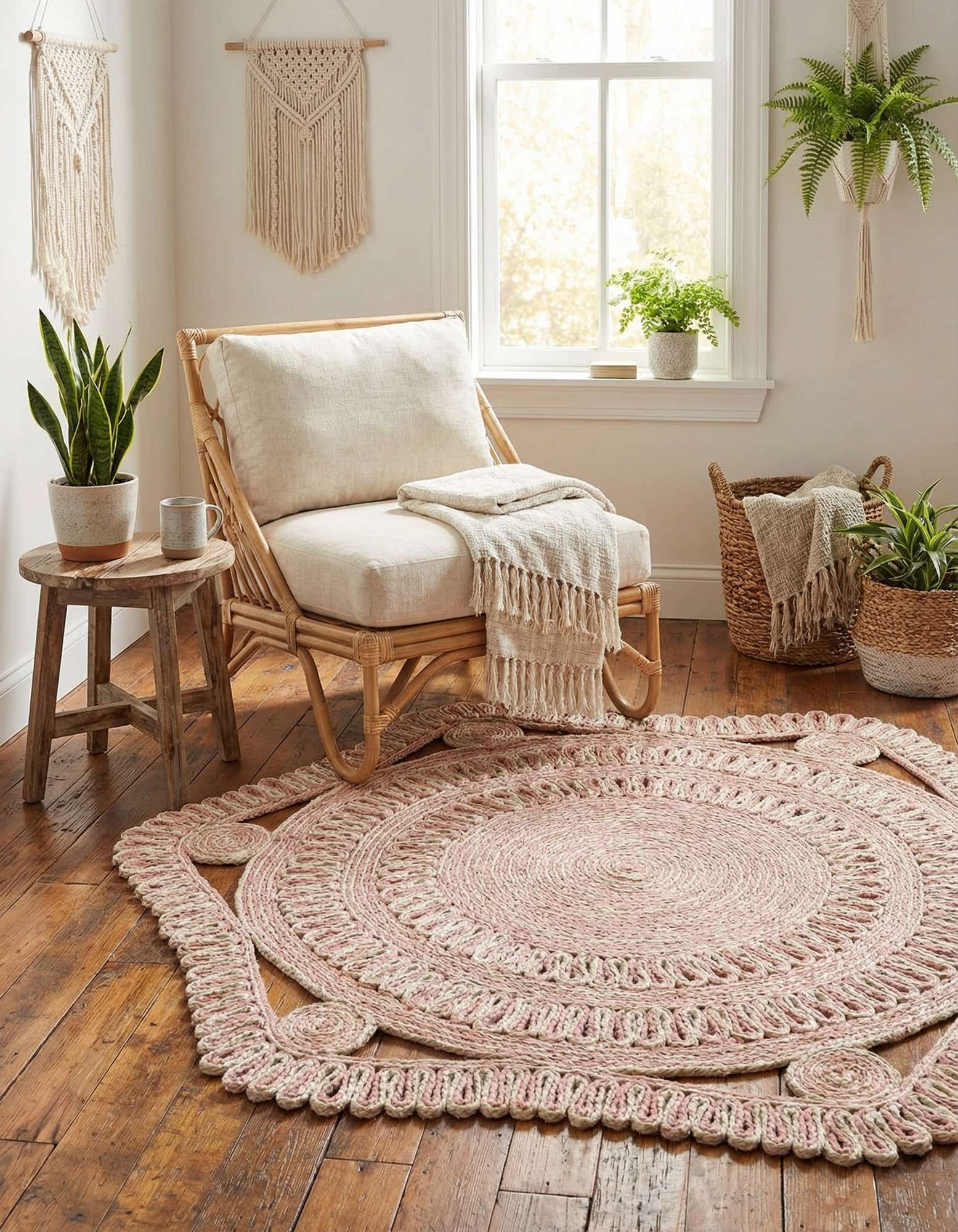 4' 1 x 4' 1 Handmade Braided Jute Round Rug