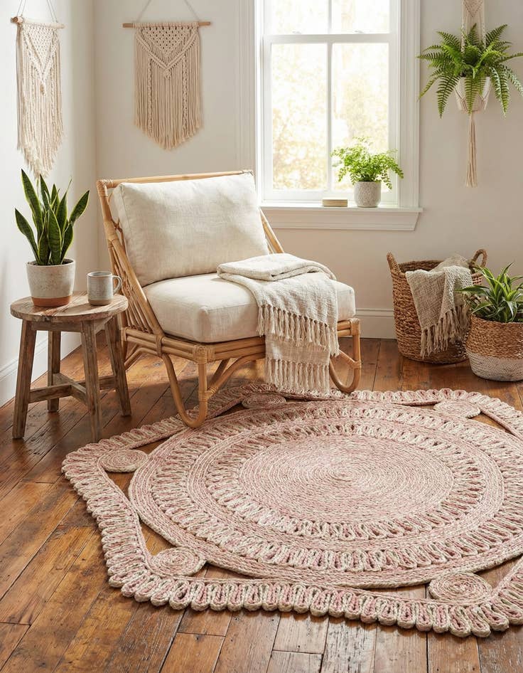 Detail image of 4' 1 x 4' 1  Hand Braided Jute Round Rug