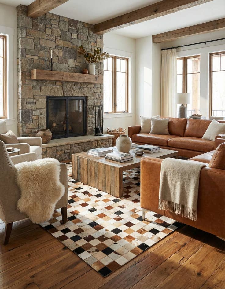 Detail image of  5' x 8' Cowhide Leather Rug