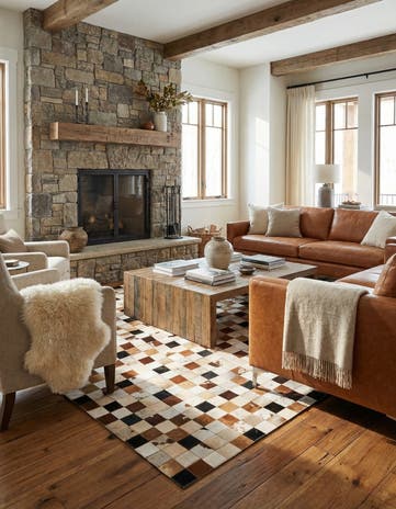 5' x 8' Cowhide Leather Rug