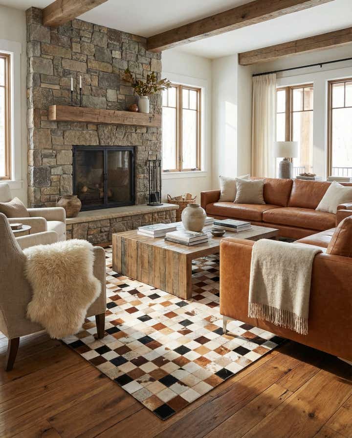 5' x 8' Cowhide Leather Rug