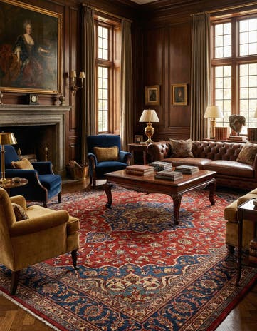 7' 4 x 10' 8 Hand Knotted Sarough Persian Wool Rug