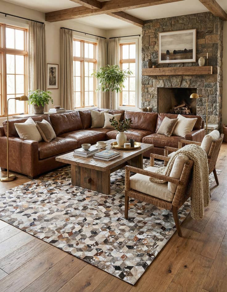 Detail image of 8' x 10' Cowhide Stocks Rug