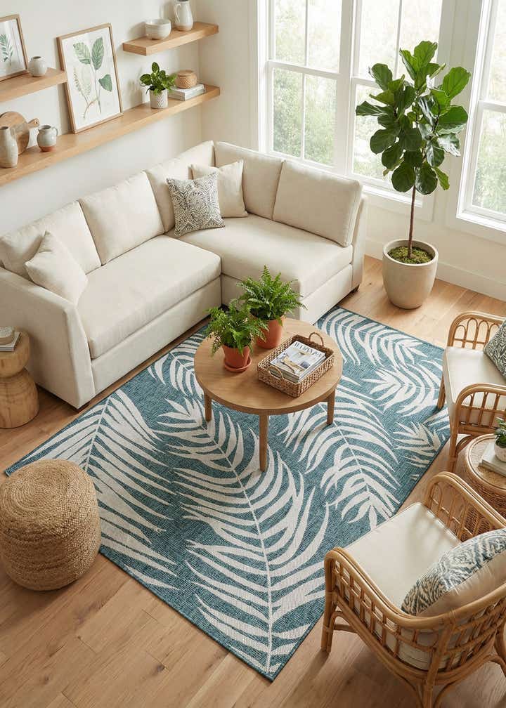 5' 3 x 7' Easy-Clean Botanical Indoor / Outdoor Rug