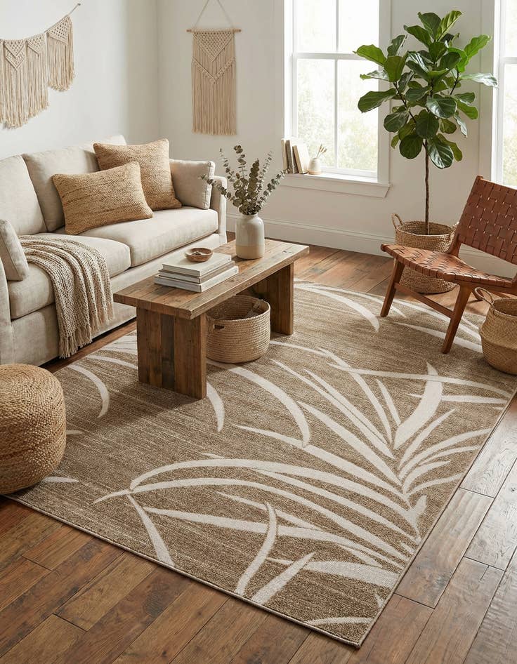 Detail image of 7' x 10'  Washable Botanical Indoor / Outdoor Rug
