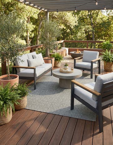 Gray Easy-Clean Modern Indoor / Outdoor Rug