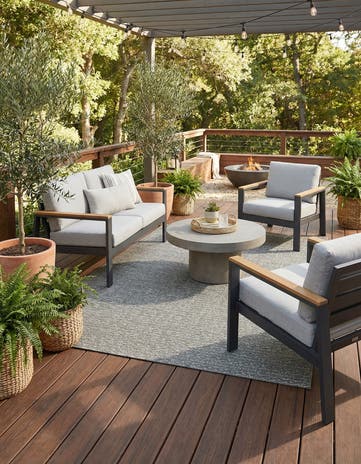 Gray Easy-Clean Modern Indoor / Outdoor Rug