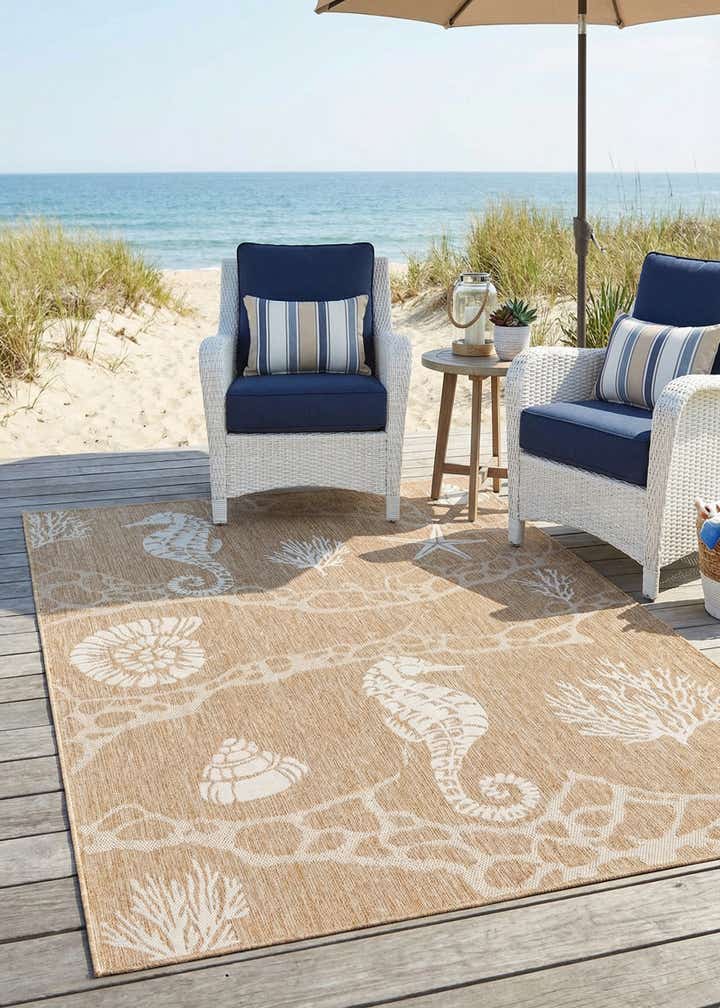 6' x 9' Easy-Clean Coastal Indoor / Outdoor Rug
