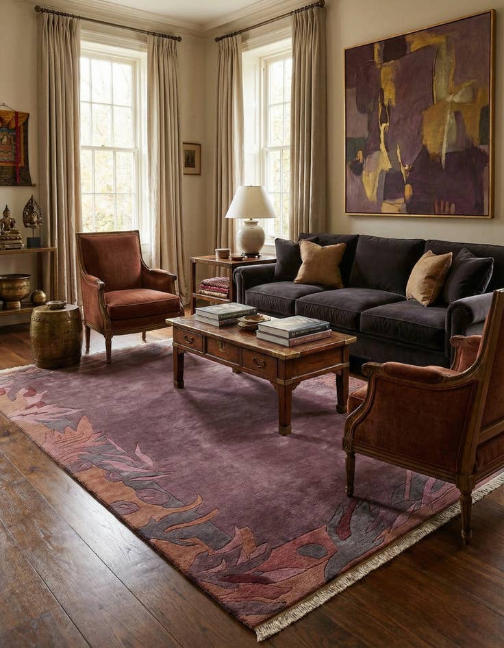 Detail image of  6' 6 x 9' 9  Hand Knotted Tibet Wool Rug