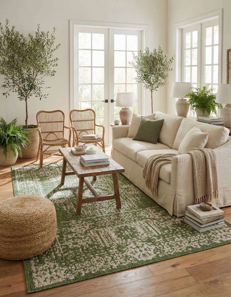 Detail image of 9' x 12'  Washable Traditional Indoor / Outdoor Rug