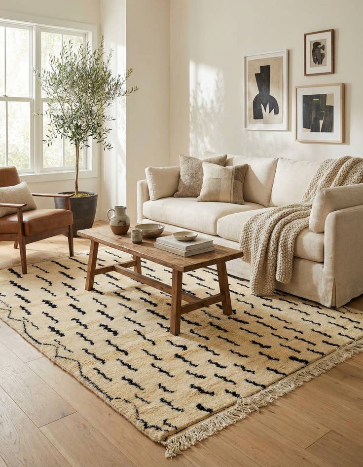 Detail image of 6' 3 x 9' 8  Hand Knotted Moroccan Wool Rug