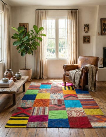 5' 5 x 8' Hand Woven Kilim Patchwork Wool Rug