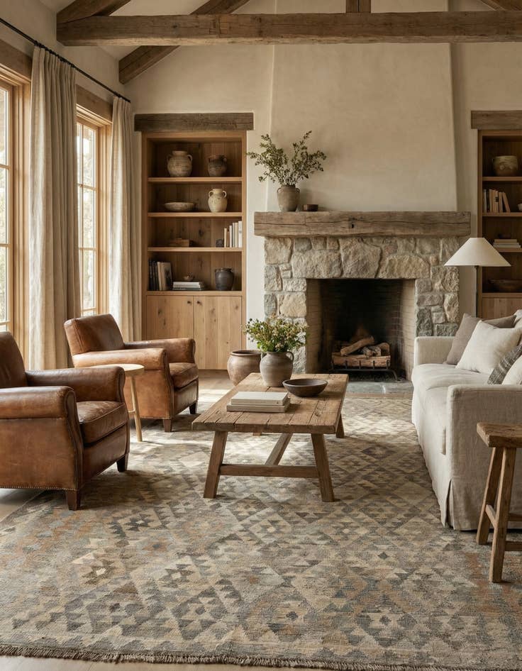 Detail image of 6' 11 x 9' 7  Hand Woven Kilim Maymana Wool Rug