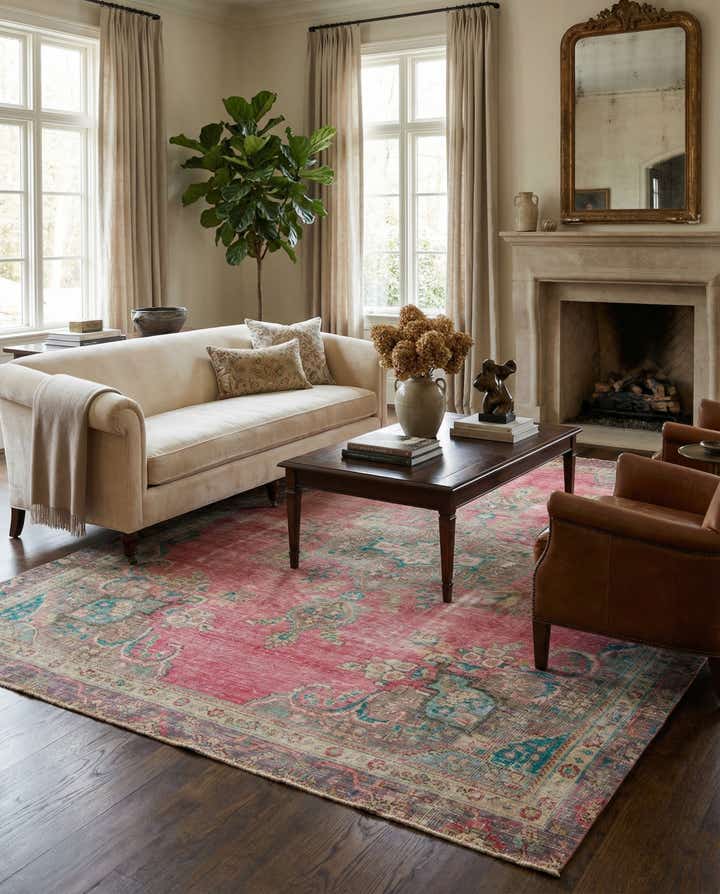 7' x 9' 8 Hand Knotted Ultra Vintage Persian Wool Rug