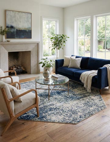 Navy Blue Gossamer Octagon Rug
