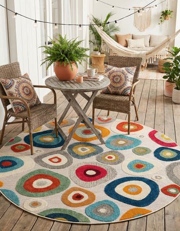 6' x 6' Easy-Clean Casablanca Indoor / Outdoor Round Rug