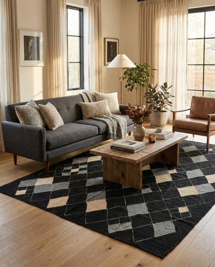 Detail image of 5' 1 x 6' 6 Hand Woven Kilim Modern Wool Rug