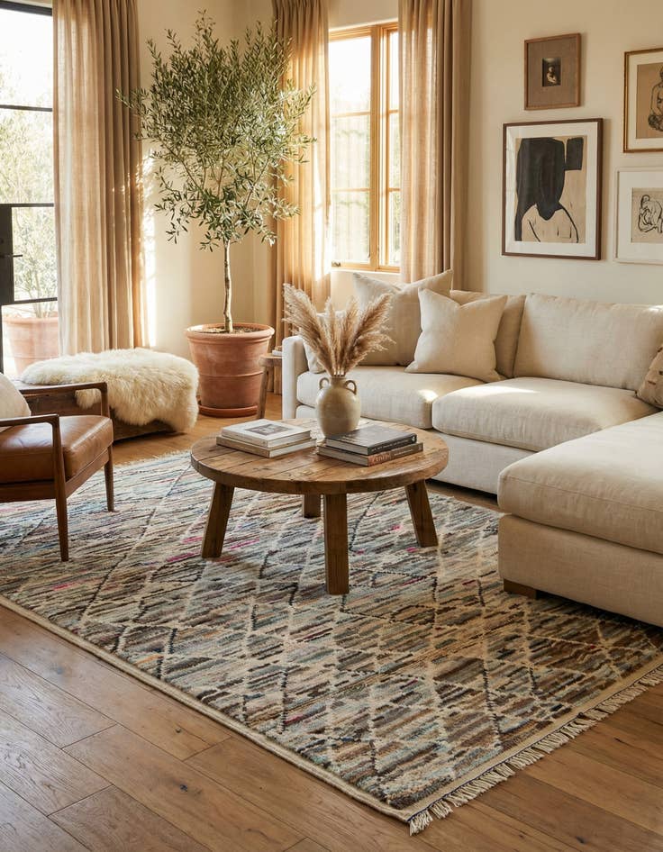 Detail image of 6' 3 x 9' 2  Hand Knotted Moroccan Wool Rug