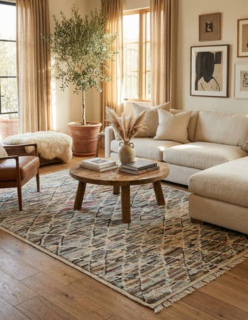 6' 3 x 9' 2 Hand Knotted Moroccan Wool Rug
