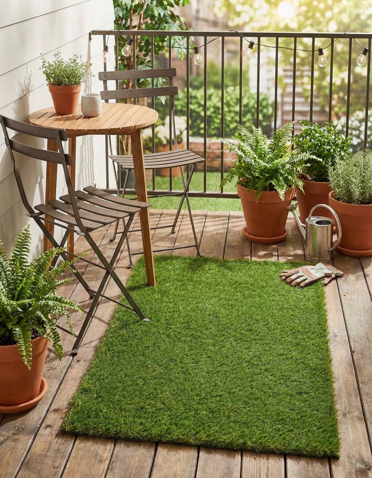 Detail image of 2' x 3'  Washable Grass Indoor / Outdoor Rug