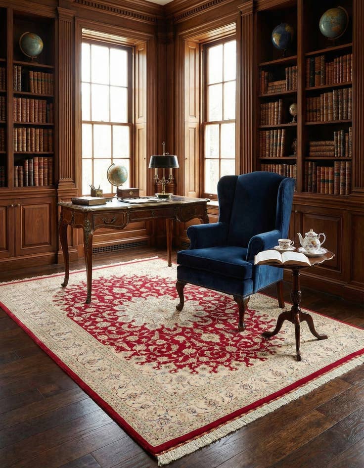 Detail image of 5' 1 x 7' 9 Ghom Silk Rug