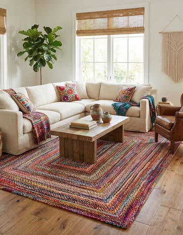9' x 12' 2 Handmade Braided Chindi Rug