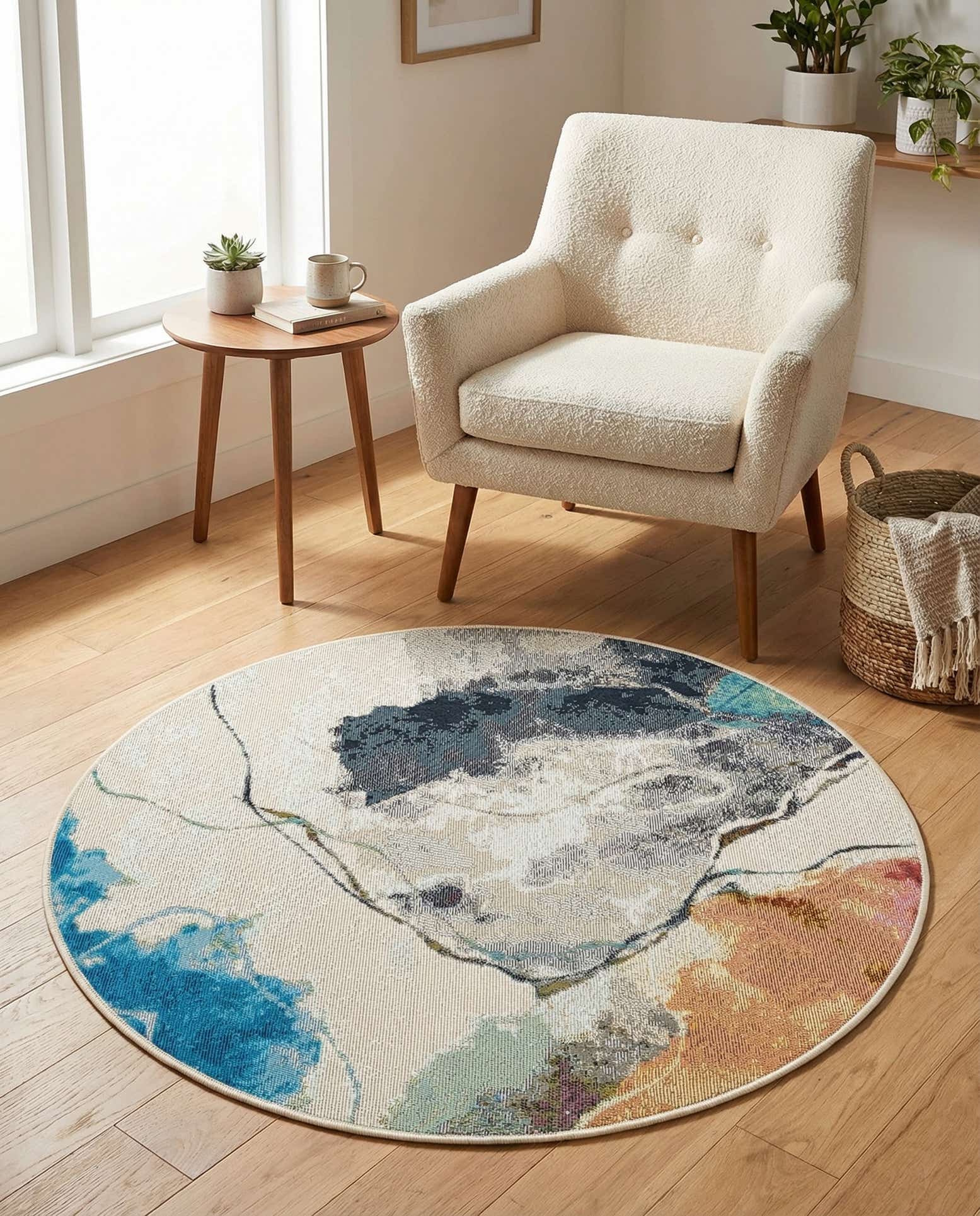 3' 3 x 3' 3 Easy-Clean Modern Indoor / Outdoor Round Rug