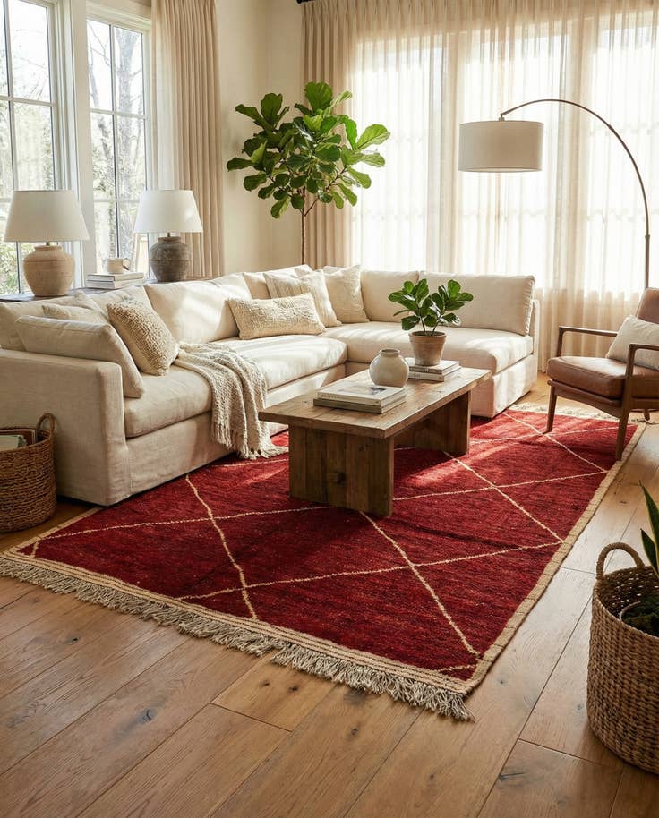 Detail image of 6' 4 x 9' 3 Hand Knotted Moroccan Wool Rug