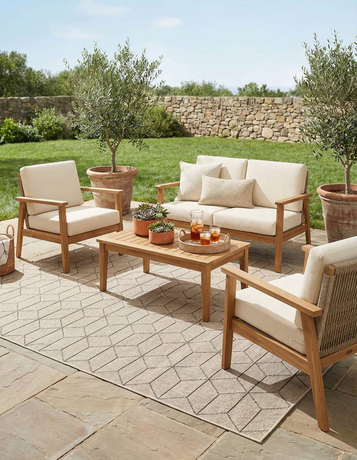 Detail image of 9' x 12' Easy-Clean Trellis Indoor / Outdoor Rug