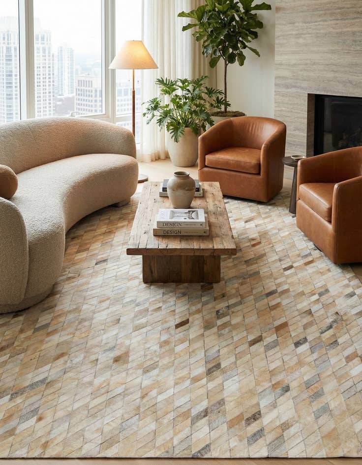 Detail image of 5' 2 x 8' Cowhide Leather Rug