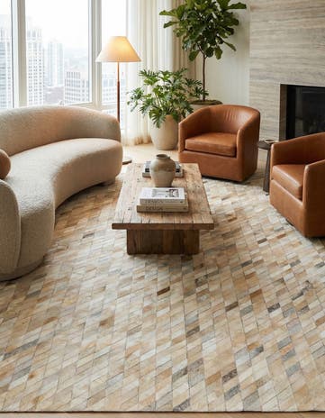 5' 2 x 8' Cowhide Leather Rug