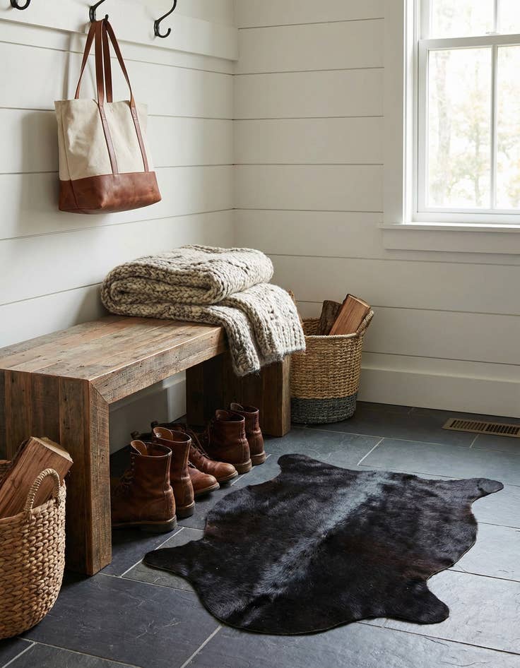 Detail image of 1' 8 x 2' 6 Cowhide Leather Rug