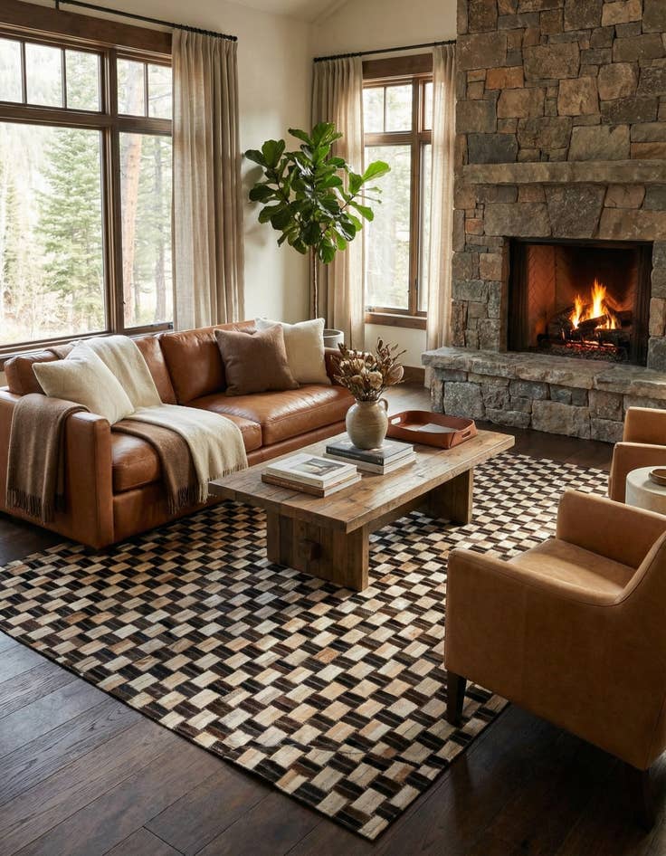 Detail image of  4' 11 x 7' 9 Cowhide - Patchwork Rug