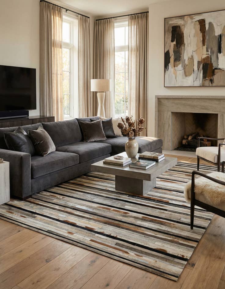 Detail image of 5' 1 x 8' 1 Cowhide - Patchwork Rug