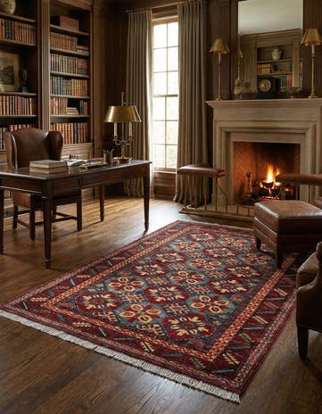4' x 5' 2 Hand Knotted Kazak Wool Rug