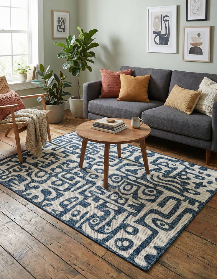 Detail image of 4' x 6' Easy-Clean Modern Indoor / Outdoor Rug