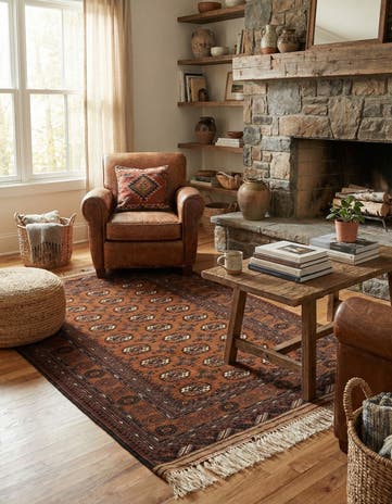 4' 2 x 6' 2 Hand Knotted Afghan Akhche Oriental Wool Rug